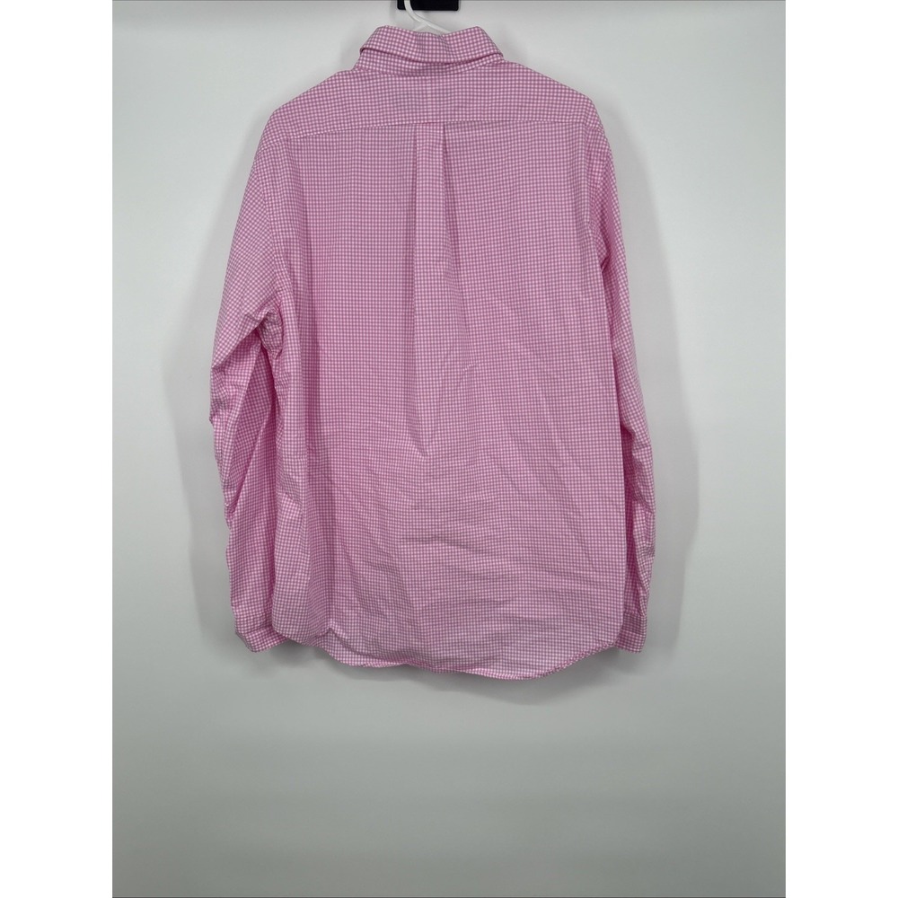Ralph Lauren Men's XL Pink Gingham Shirt Green Pony Cotton Long Sleeve - Picture 4 of 9